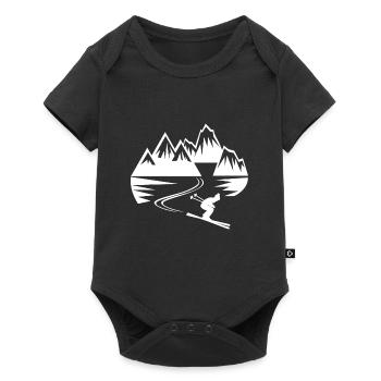 skieur ski montagne sport d'hiver - Body à manches courtes Premium Bébé - noir - Devant