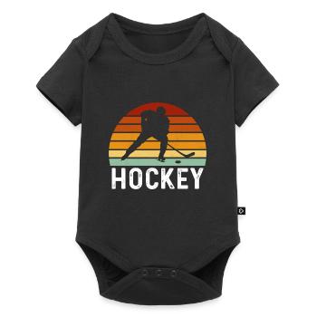 retro hockey t-shirt ice hockey - Body à manches courtes Premium Bébé - noir - Devant