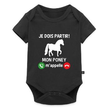 Je dois partir mon poney m'appelle - Body à manches courtes Premium Bébé - noir - Devant