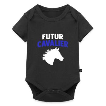 futur cavalier cadeau cavalier équitation - Body à manches courtes Premium Bébé - noir - Devant