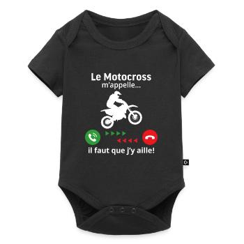Le motocross m'appelle il faut que j'y aille - Body à manches courtes Premium Bébé - noir - Devant