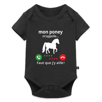 mon poney m'appelle faut que j'y aille - Body à manches courtes Premium Bébé - noir - Devant