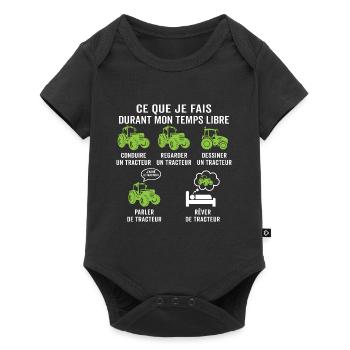ce que je fais pendant mon temps libre tracteur - Body à manches courtes Premium Bébé - noir - Devant