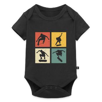retro Skate Skater Geschenk Skateboard Skateboarder - Baby Premium Kurzarmbody - Schwarz - Vorne