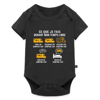 mon temps libre faire du camping car - Body à manches courtes Premium Bébé - noir - Devant