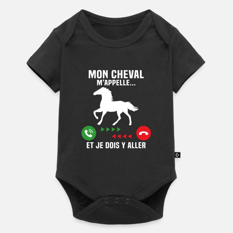 mon cheval m'appelle et je dois y aller - Body à manches courtes Premium Bébé - noir