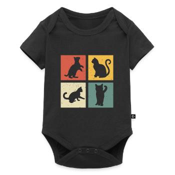 retro chat t-shirt chats chaton - Body à manches courtes Premium Bébé - noir - Devant