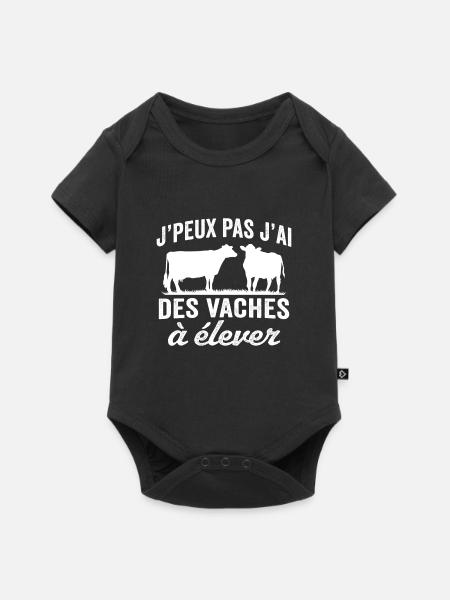 j'peux pas j'ai des vaches à élever - Body à manches courtes Premium Bébé - noir