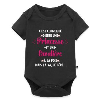Compliqué princesse et d'être cavalière - Body à manches courtes Premium Bébé - noir - Devant