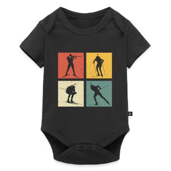 retro biathlon biathlete - Body à manches courtes Premium Bébé - noir - Devant