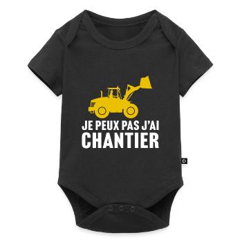 je peux pas j'ai chantier t-shirt chargeuse - Body à manches courtes Premium Bébé - noir - Devant