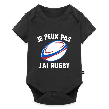 Je peux pas j'ai rugby humour sport rugby - Body à manches courtes Premium Bébé - noir - Devant