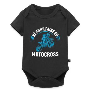 Né pour faire du motocross moto cross - Body à manches courtes Premium Bébé - noir - Devant