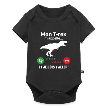 Cadeau humour enfant garçon mon T-rex m'appelle - Body à manches courtes Premium Bébé - noir - Devant