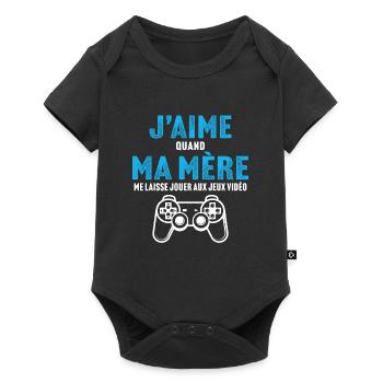 Maman me laisse jouer aux jeux vidéo humour enfant - Body à manches courtes Premium Bébé - noir - Devant