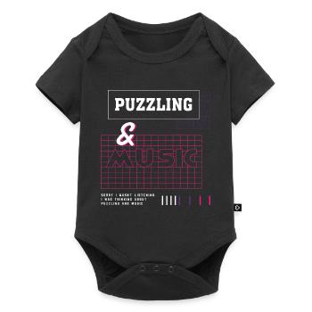 Puzzlespiel mit musikalischen Noten und Musiknoten - Baby Premium Kurzarmbody - Schwarz - Vorne