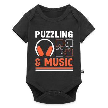 Puzzling and Music Notes Musician Clef Piano - Baby Premium short-sleeve bodysuit - black - Front