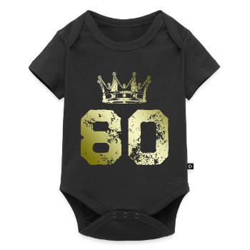 80 Zahl Krone - Baby Premium Kurzarmbody - Schwarz - Vorne