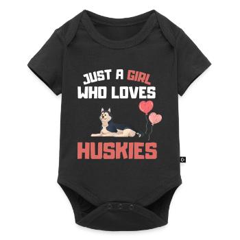 Seulement une fille qui aime les huskies chiens husky - Body à manches courtes Premium Bébé - noir - Devant