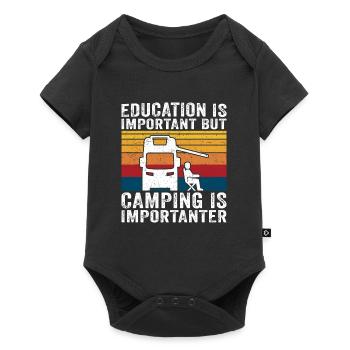 camping is importanter motorhome t-shirt camper - Baby Premium short-sleeve bodysuit - black - Front