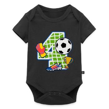Fußball 4. Geburtstagsparty Nummer 4 - 4 Jahre - Baby Premium Kurzarmbody - Schwarz - Vorne
