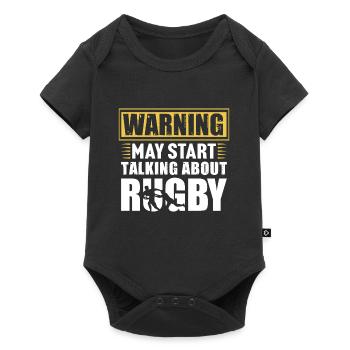 Avertissement peut commencer à parler de T-shirt de rugby - Body à manches courtes Premium Bébé - noir - Devant