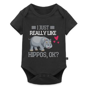 Hippo Africa Safari Animal Gift Hippo - Baby Premium short-sleeve bodysuit - black - Front