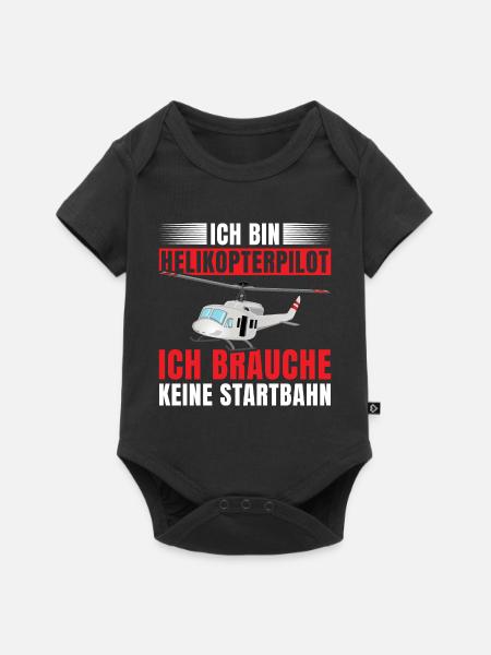 Hubschrauber Helikopter Pilot - Baby Premium Kurzarmbody - Schwarz