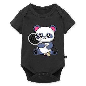 Ours panda jouant au badminton, Hobby Sports - Body à manches courtes Premium Bébé - noir - Devant