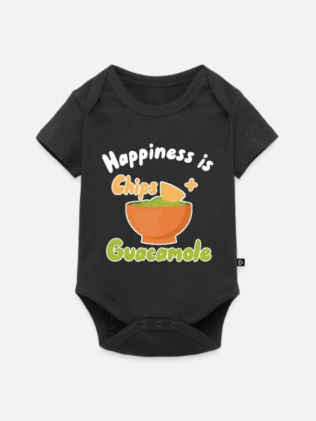 Glück ist Chips + Guacamole - Baby Premium Kurzarmbody - Schwarz