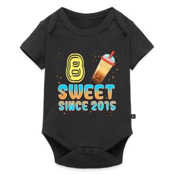 8. Geburtstag Bubble Tee - Baby Premium Kurzarmbody - Schwarz - Vorne