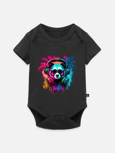Abstrakter Pandabär - Baby Premium Kurzarmbody - Schwarz