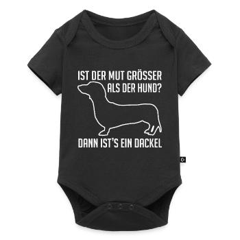 Dackel ist mutig, der Dackel hat ein großes Herz - Baby Premium Kurzarmbody - Schwarz - Vorne