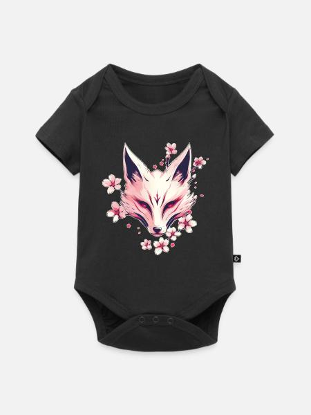 Fuchs Japanische Maske - Baby Premium Kurzarmbody - Schwarz