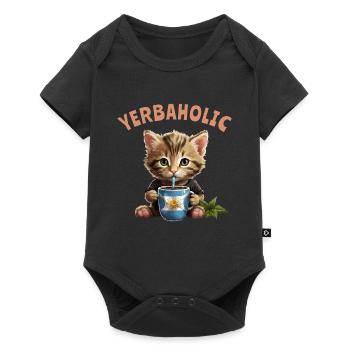 Yerba Mate Katzen Yerbaholic - Baby Premium Kurzarmbody - Schwarz - Vorne