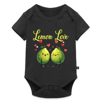 Niedliche Zitrone Früchte mit Liebe - Baby Premium Kurzarmbody - Schwarz - Vorne