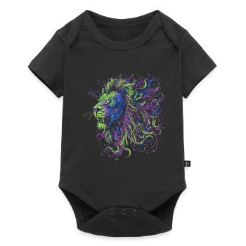 Lion Colorful Lion Head Neon Colorful Predator Art - Baby Premium short-sleeve bodysuit - black - Front