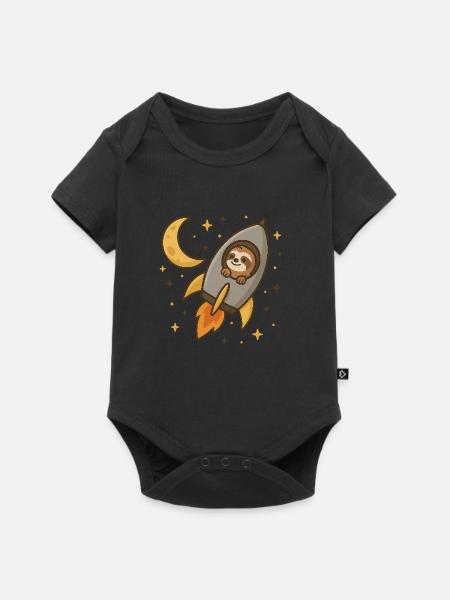 Baby Romper Luiaard - Premium babyrompertje met korte mouwen  - zwart