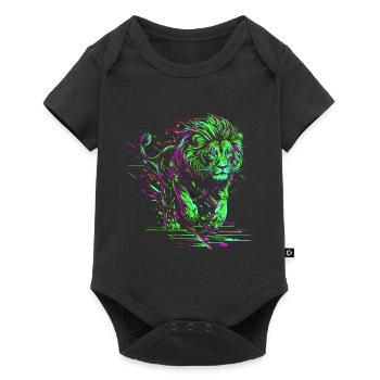 Lion courant Tête de Lion Coloré Prédateur Animal Sauvage - Body à manches courtes Premium Bébé - noir - Devant