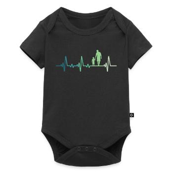 Père et fils battement de coeur cadeau papa fils - Body à manches courtes Premium Bébé - noir - Devant