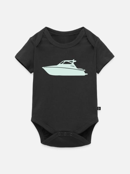 Yacht Silhouette in Pastellmint - Baby Premium Kurzarmbody - Schwarz