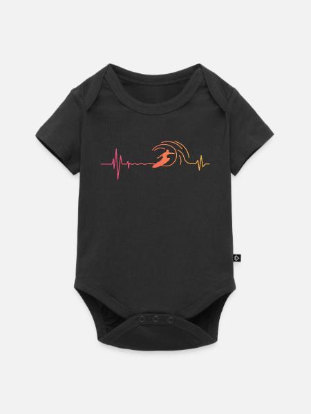 Surf Herzschlag Surfen Surfer - Baby Premium Kurzarmbody - Schwarz