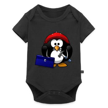 Handwerker Pinguin - Baby Premium Kurzarmbody - Schwarz - Vorne