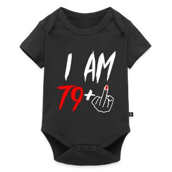 80th birthday middle finger - Baby Premium short-sleeve bodysuit - black - Front