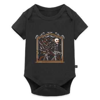 Bicycle driving skull art painting - Baby Premium short-sleeve bodysuit - black - Front