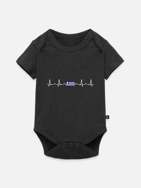 Griechenland Geschenk Flagge Kreta Herzschlag - Baby Premium Kurzarmbody - Schwarz