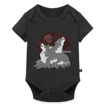 Wolf - Baby Premium Kurzarmbody - Schwarz - Vorne