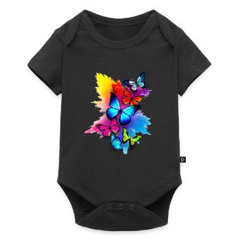 Butterfly Splash Colorful - Baby Premium short-sleeve bodysuit - black - Front