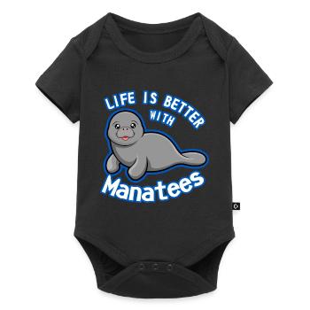 La vie avec les lamantins animaux marins mignons - Body à manches courtes Premium Bébé - noir - Devant
