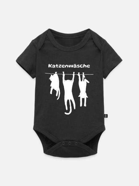 Lustige Katzen an der Wäscheleine - Baby Premium Kurzarmbody - Schwarz